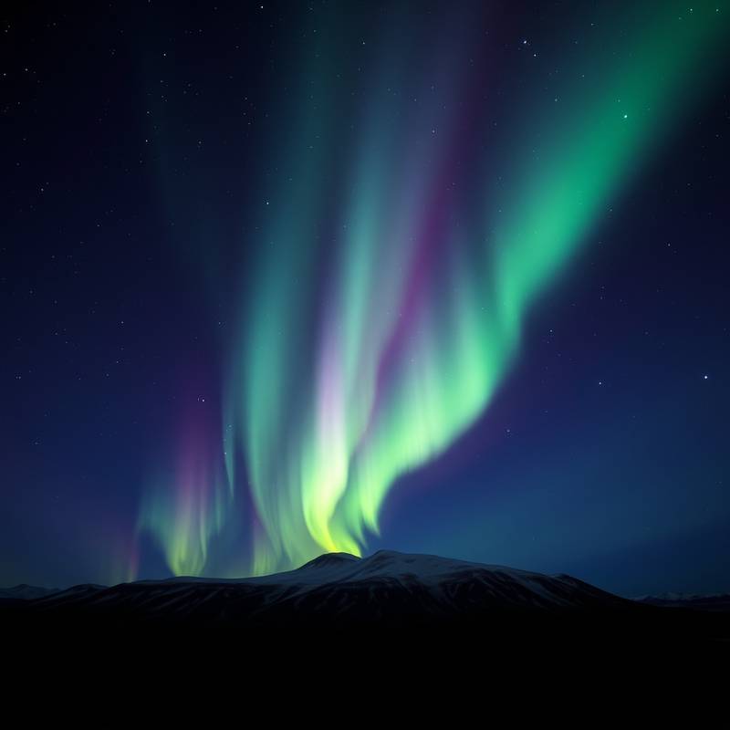 Aurora boreal danzando sobre el cielo nocturno en Islandia