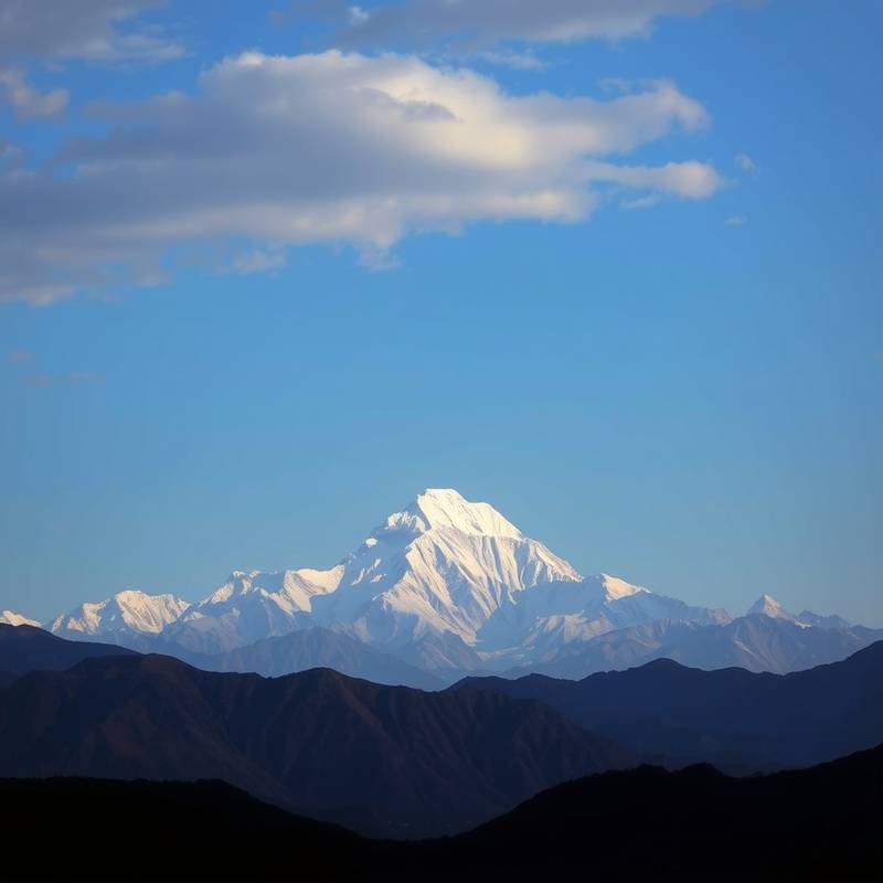 Paisaje montañoso con el Everest al fondo, Nepal.